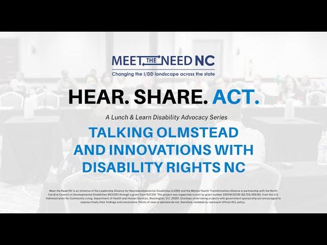 Talking Olmstead & Innovations With Disability Rights, NC - Corye Dunn - May 2023