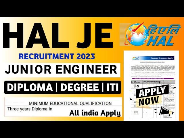 HAL JE  Recruitment 2023 | Junior Engineer | HAL New Vacancy 2023 | HAL Recruitment 2023@KKSINDIAN