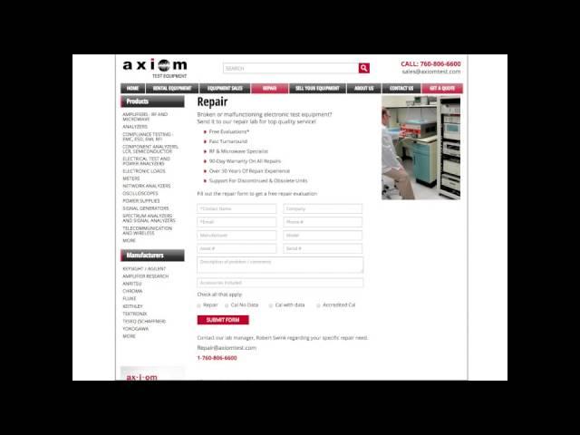 Axiom Test Equipment website redesign video