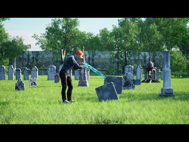 3-D Animation Superman and Nightcrawler in a Cemetery with Knowledge Crystals or 5D Optical Storage