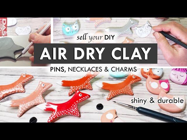 AIR DRY CLAY | how i make clay pins, necklaces & keychains! TO SELL