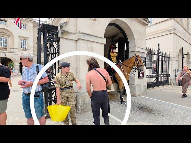 HIS CURIOSITY STOPPED THE KING'S TROOP AT HORSE GUARDS  Before the Four O'clock Inspection Ceremony