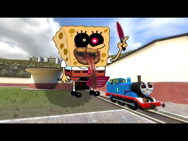 Building a Thomas Train Chased By SpongeBob and Cursed Thomas in Garry's Mod