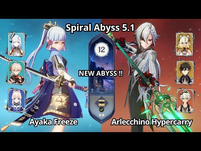 NEW ABYSS ! C0 Ayaka Freeze & C0 Arlecchino Hypercarry - Spiral Abyss 5.1 Floor 12 Genshin Impact