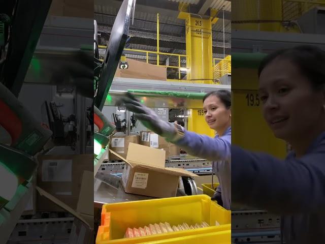 Working at Amazon Warehouse Decant Station (receiving)