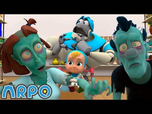 ARPO The Robot | ZOMBIE Supermarket Takover!!! | Funny Cartoons for Kids | Arpo and Daniel