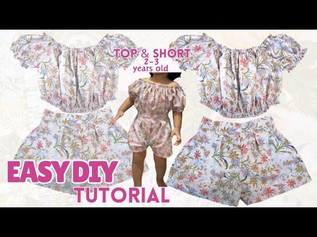 DIY Baby Top and Shorts Cutting and Stitching Easy Tutorial |  Baby Girl Outfit Top & Shorts 2-3 y/o