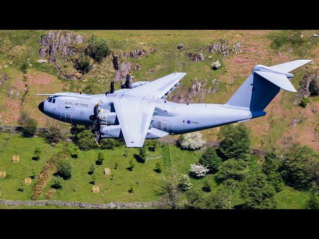 Airbus A400M navigating the narrow valleys of the Lake District UK