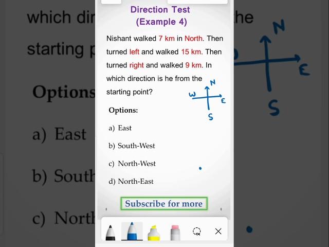 Direction Test Example 4 || Reasoning Questions #ytshorts #shorts #directiontest
