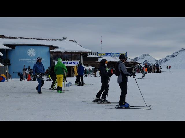 Schlick 2000 Kreuzjochbahn Ski Mountain Views in Fulpmes Stubai Austria on a cloudy day 2021