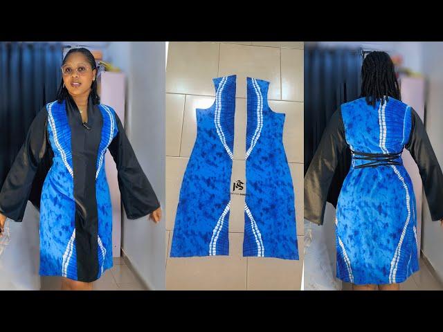 How to Make Trendy BuildUp Neckline Shift Dress with Bell Sleeves and Side Loop | gown tutotial
