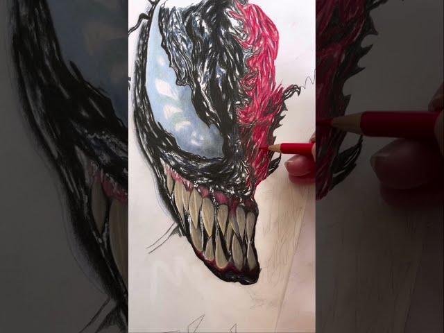 Drawing VENOM vs CARNAGE Realistic [ Tom Hardy And Woody Harrelson ] #shorts