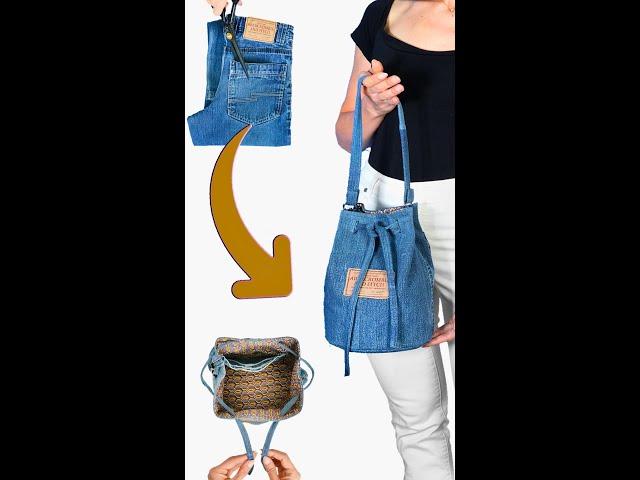 How to upcycle jeans into a style shoulder bag easily! Miarti️