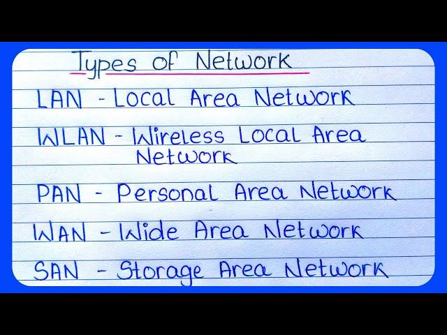 Network Types: LAN, WAN, PAN, CAN, MAN, SAN, WLAN | types of network connections