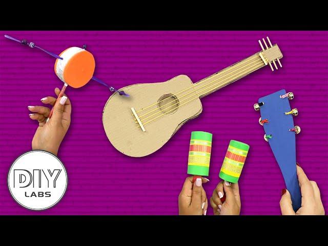 4 MUSICAL INSTRUMENTS you can make at home | Fast-n-Easy | DIY Labs