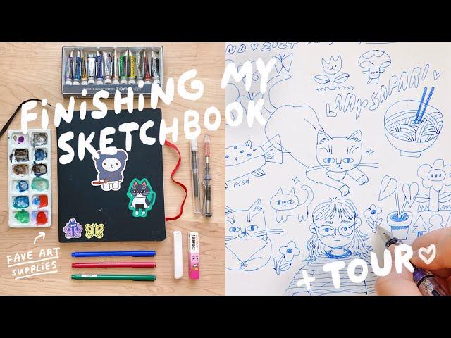 Can I Finish My Sketchbook in a Week? + SKETCHBOOK TOUR + fountain pens 