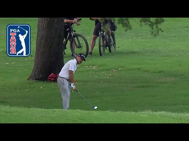 Brian Harman’s approach hits the grandstand to set up 2-foot birdie at Charles Schwab 2019