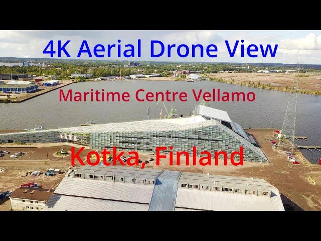 4K Aerial Drone View | Maritime Centre Vellamo | Kotka, Finland