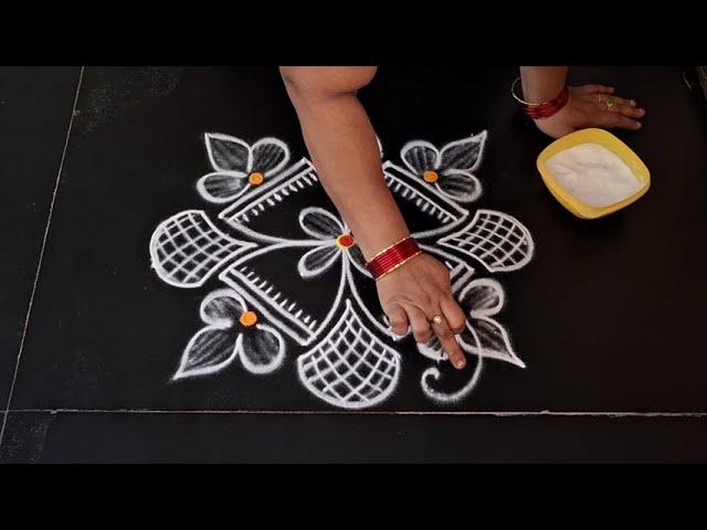 simple rangoli design || daily use rangoli design || small beautiful kolam || daily muggulu