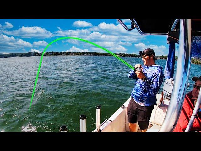 Fishing with spoons for aggressive striper (Rock Creek Striper Guide Service)