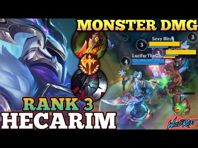 HECARIM MONSTER CHARGE DMG! AGGRESSIVE MVP PLAY - TOP 3 GLOBAL HECARIM BY LuciferTheGod路神- WILD RIFT