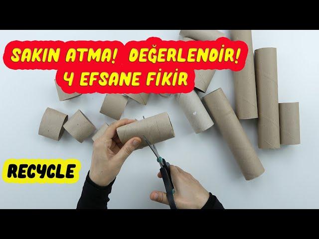 KAĞIT RULOLARLA YAPILABİLECEK 4 SÜPER GERİ DÖNÜŞÜM! (Kağıt Rulodan Neler Yapılabilir) Recycle / Idea