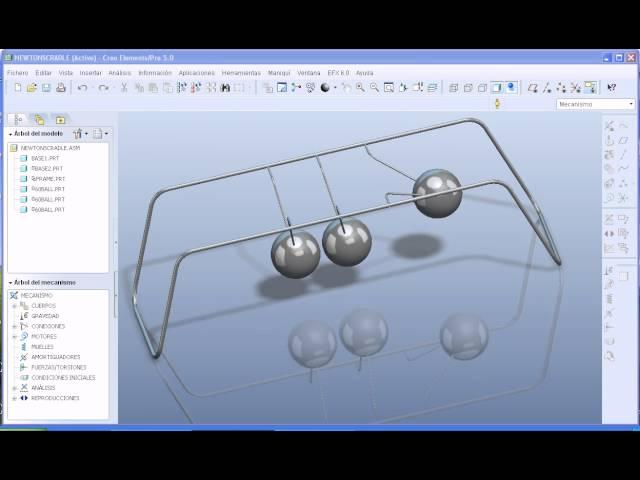 Newton´s Cradle pro/ENGINEER  gravity effects simulation