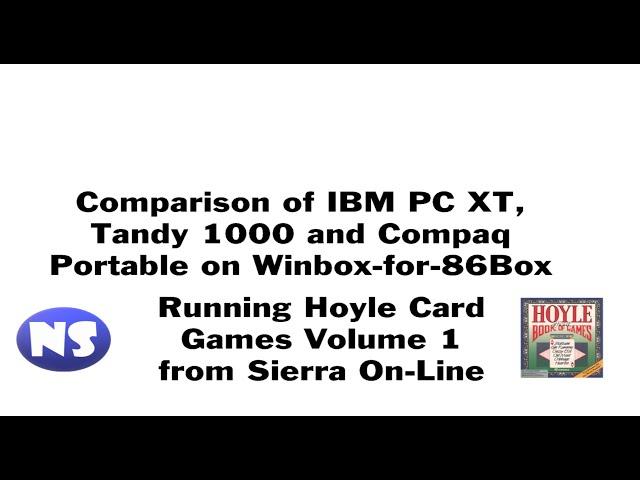 Using WinBox-for-86Box to compare a PC XT, Compaq Portable and Tandy 1000 playing a Card Game.