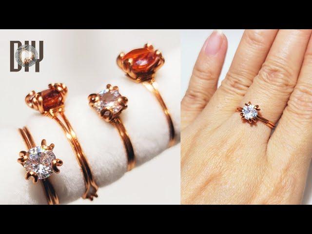 How to make easy prong ring | faceted gemstones | DIY | wire wrap stone 964