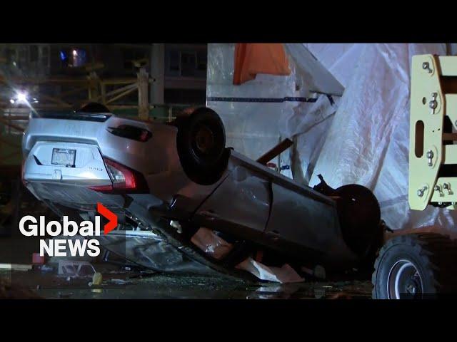 Wrong-way driver on Toronto's Gardiner Expressway plunges into construction site hole