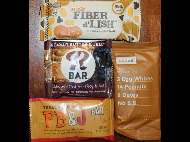 NuGo Fiber d’Lish Peanut Chocolate Chip, R Bar PB&J, RxBar PB & Trader Joe’s PB&J Bar Review