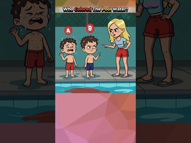 Who COLORED The Pool Water? #riddle #brainteasers #shorts