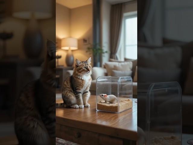 Curious Cat Meets a Tiny Friend! 
