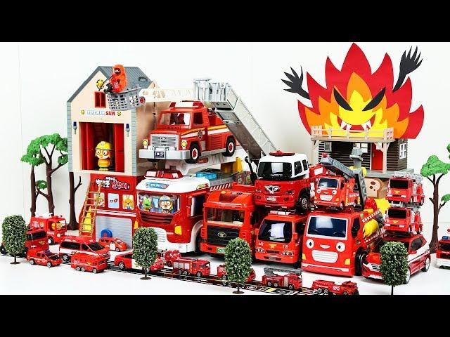 Fire Truck comes out of the Fire station Play Set