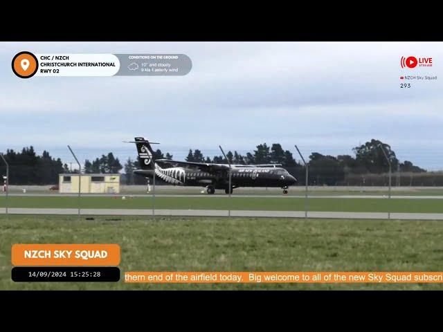 Air New Zealand All Blacks ATR Landing at Christchurch Airport.