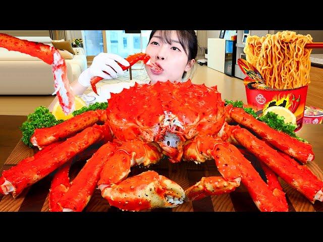 ASMR MUKBANG| Eating Whopping King Crab! Spicy Yeul Ramyun Noodles, Fried Rice with Intestines.