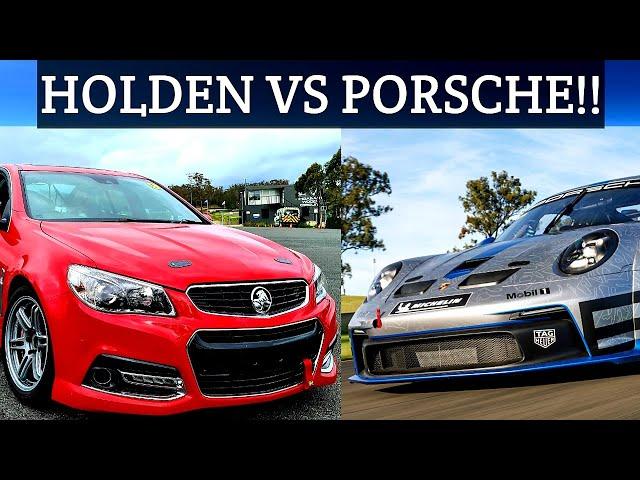 We race our 1000hp VF Commodore against Porsche GT3 Race Cars - SMSP