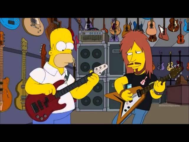 Homer Simpson play bass