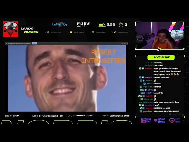 Lando Norris watching Sim Dane Clip Every Meme You Make about him, Charles Leclerc & Robert Kubica