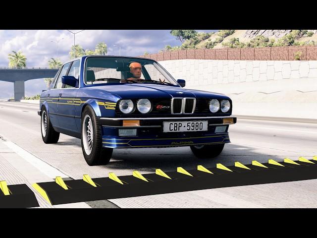 Massive Spike Strip Pileup Car Crashes #128 – BeamNG Drive | CrashBoomPunk