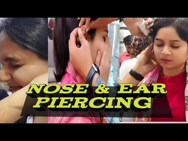 nose piercing & ear piercing vlogs/helix/conch/tragus/upper lobe piercing/#trending #viral #piercing