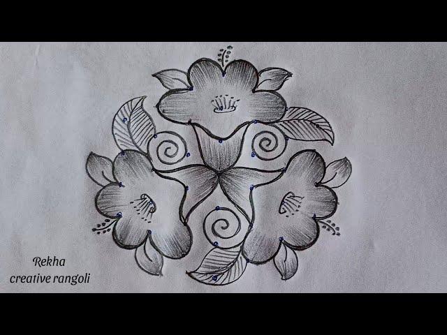 Aadi velli special beautiful flower rangoli | amazing flower kolam @rekhacreativerangoli