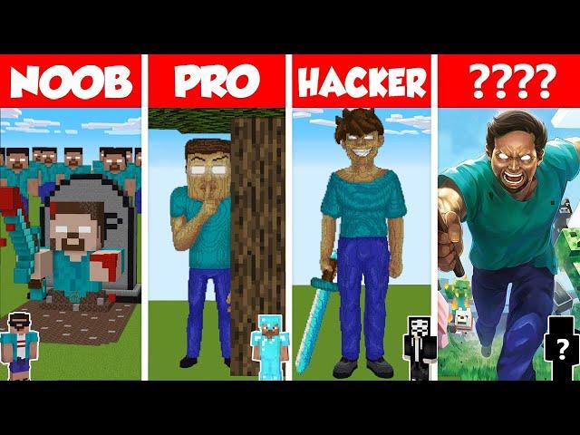 Minecraft REAL LIFE HEROBRINE HOUSE BUILD CHALLENGE - NOOB vs PRO vs HACKER vs GOD / Animation