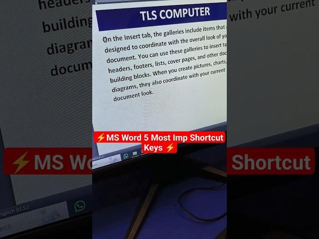 MS Word 5 Most Imp Shortcut keys #msword #excel #computer #viral