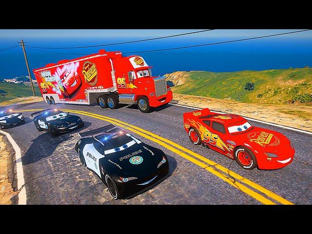 Lightning McQueen VS Police Cars - Car Sheriff Jackson Storm Lamborghini - Hot pursuit Police Chase