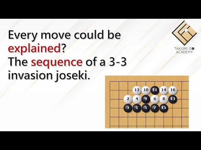 Every move could be explained? The sequence of a 3-3 invasion joseki.