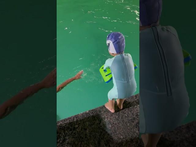 Jumping into the pool ‍️ #diving #waterbaby #jumping #girija #swimmingpool #swimwear #learning