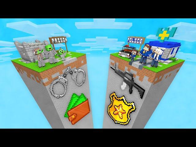 Mikey Family CRIMINAL vs JJ Family POLICE CHUNK Battle in Minecraft (Maizen)