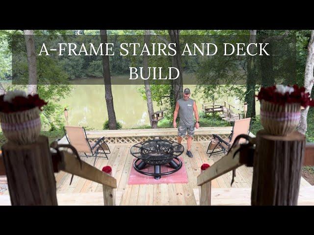 River A-Frame Cabin Stairs and Deck With Railing Addition Build