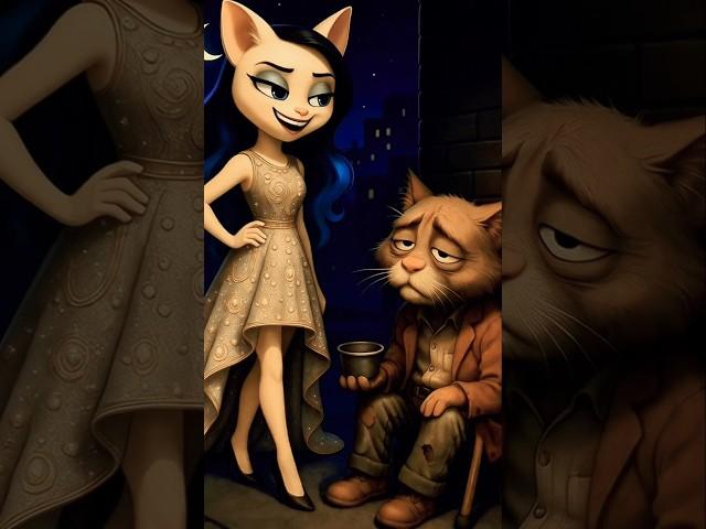 Cat make fun of this beggar #ai #cartoon #catshorts #cat #cute